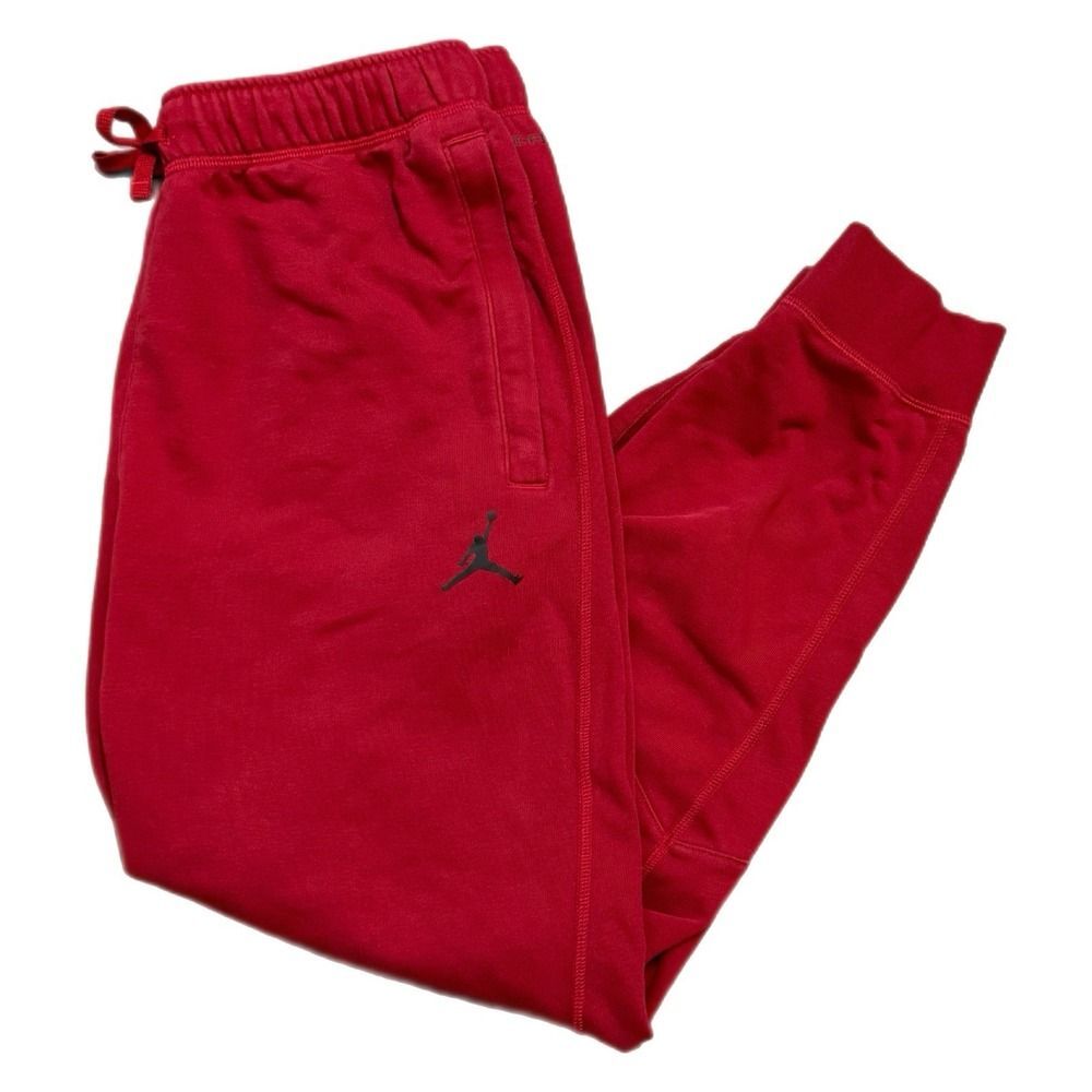 Jordan Sweatpants Fleece Joggers Cotton Dri-Fit Red Men's Size Medium DQ7332-687